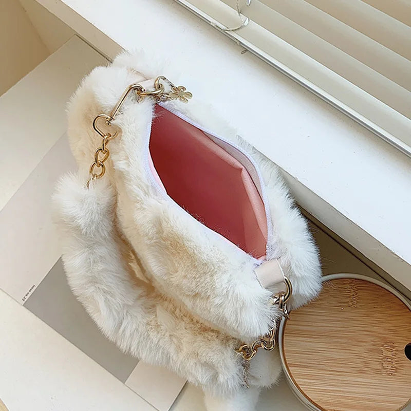 Faux Fur Heart-Shaped Handbag