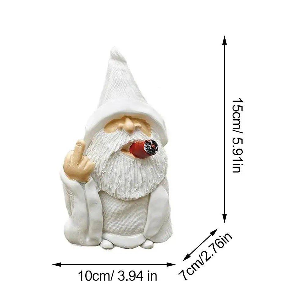 Smoking White Gnome Statue