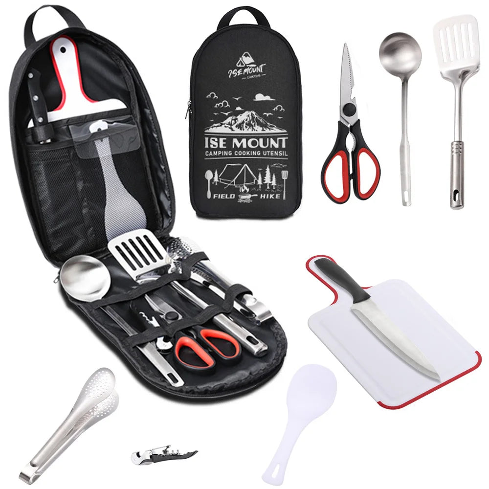 Portable Travel Camping Kitchen Cookware 9pcs Set