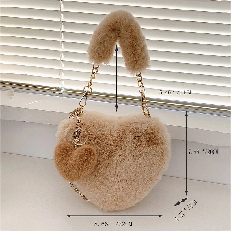 Faux Fur Heart-Shaped Handbag