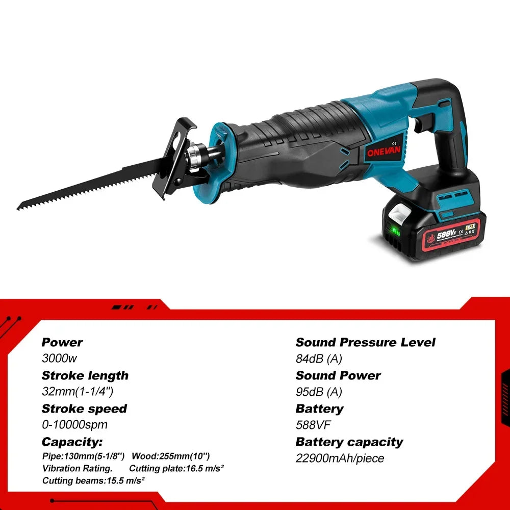 Electric Reciprocating Saw, 2 Battery Set